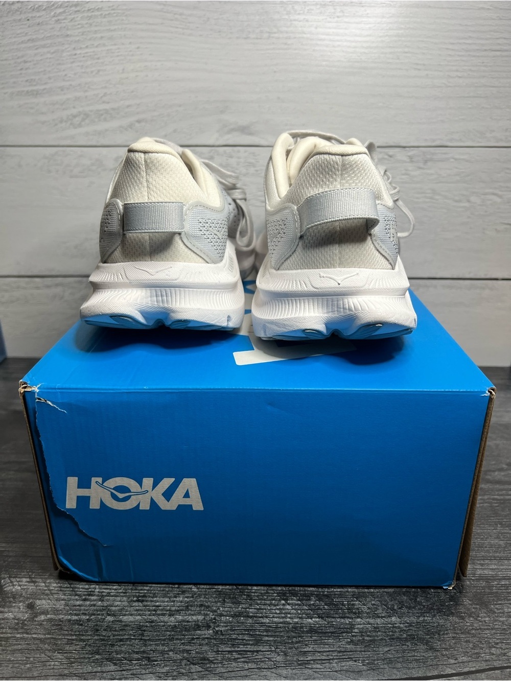 Hoka Women's Kawana 2 Sneakers in White and Light Grey - Picture 3 of 6